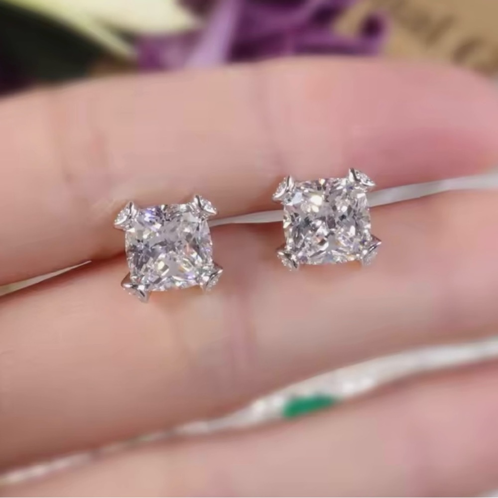 2ct Cushion Cut Earrings - Picture 2 of 11